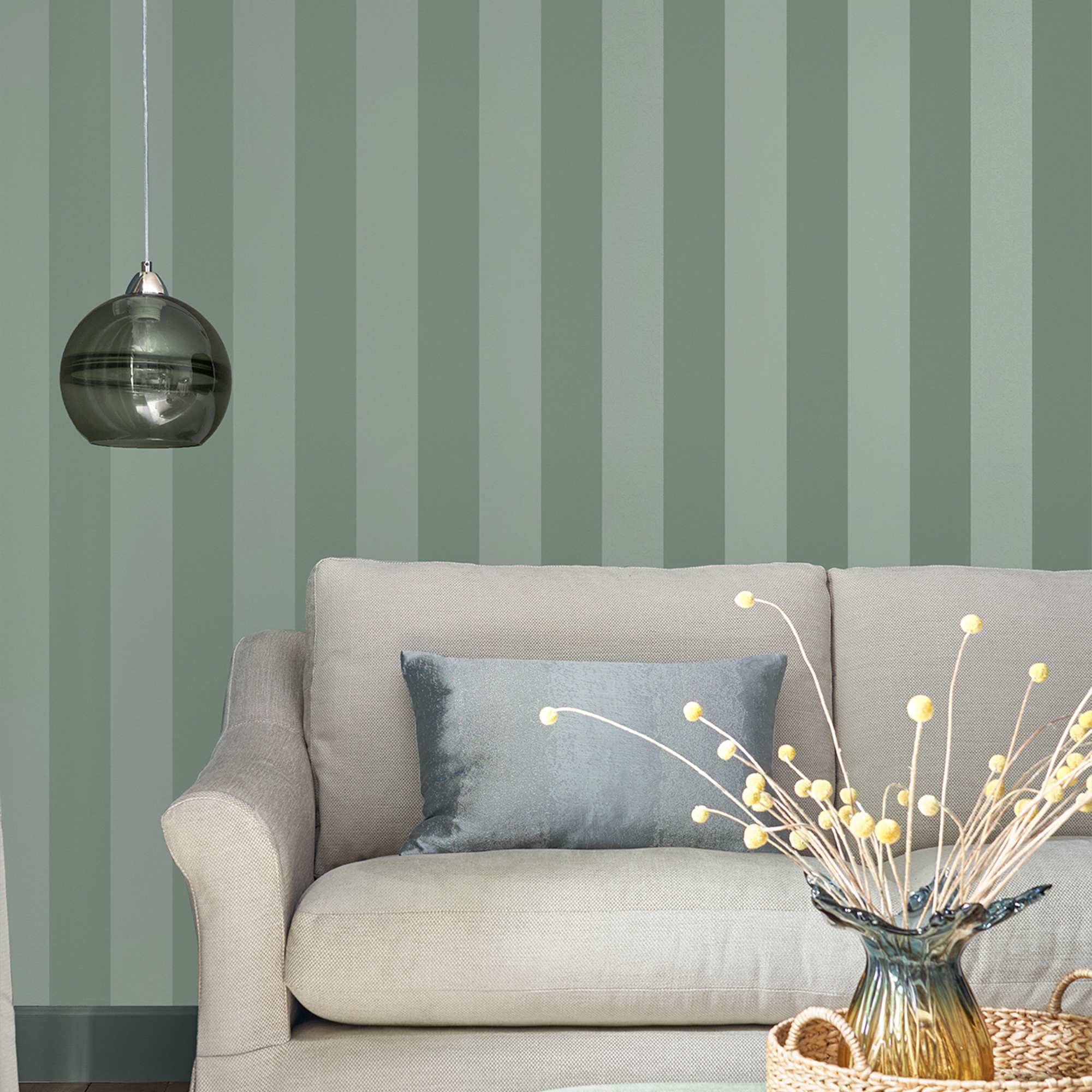 Lille Pearlescent Stripe Wallpaper 118478 By Laura Ashley In Jade Green